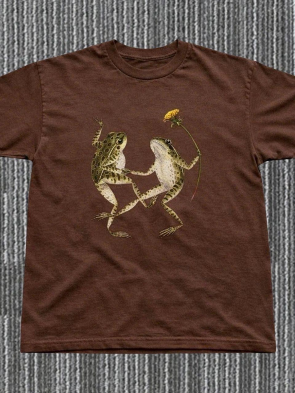 Gildan Brown Short Sleeve Tee with Dancing Frog Graphic